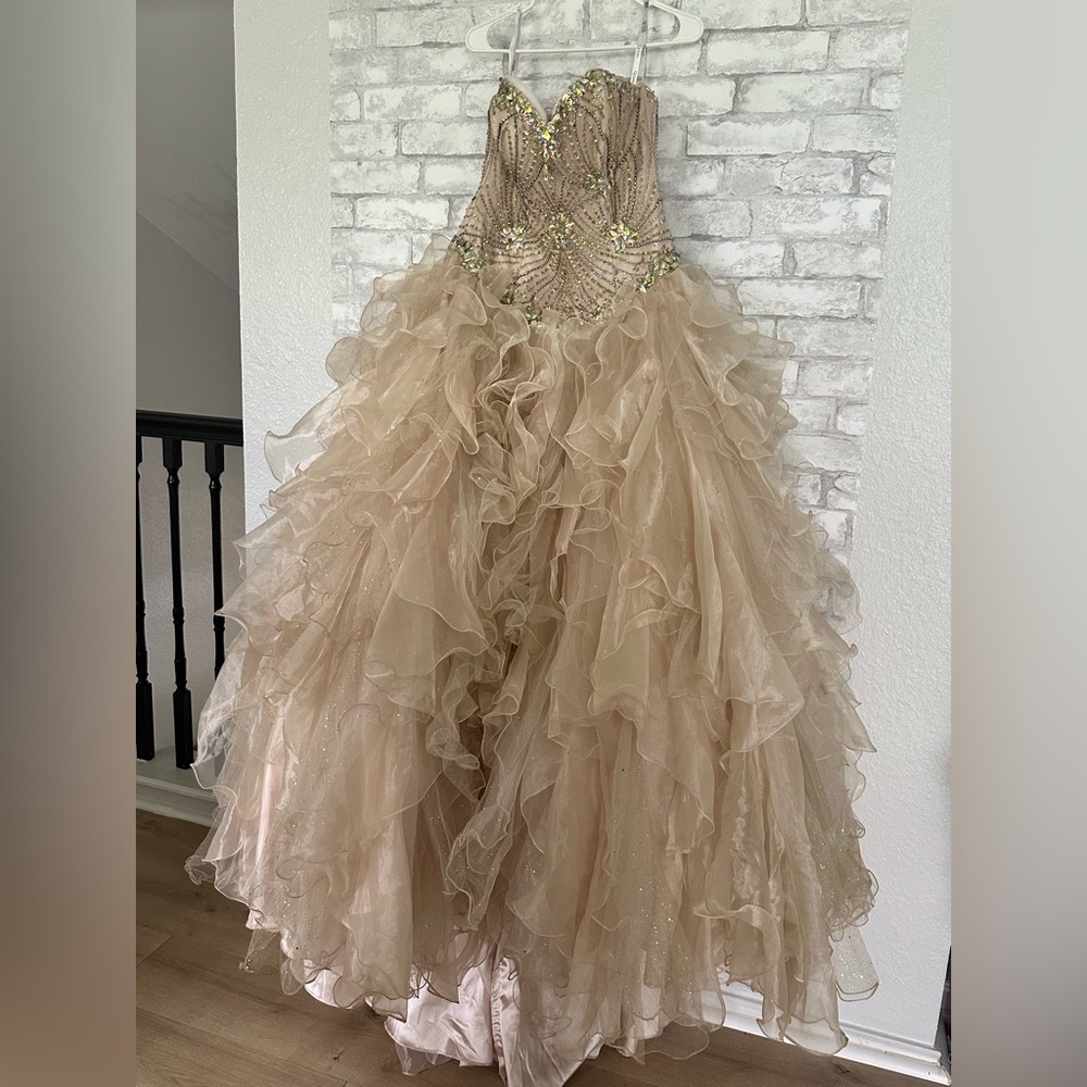 Stunning Gold Beaded Prom Dress